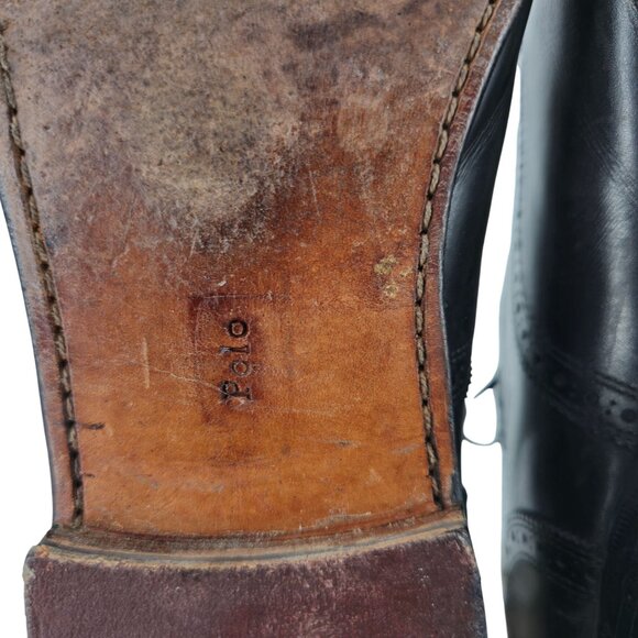 Polo Ralph Lauren Benchmade Italy Mens size 13 Black Leather Dress Shoes Oxfords - Picture 11 of 11